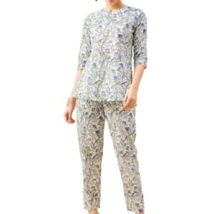 Trendy Cotton Co-Ord Set For Women For Summer Pattern White Floral