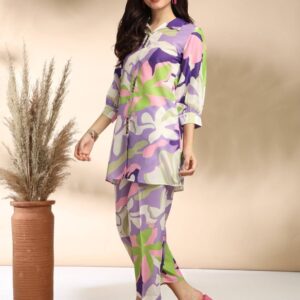 Special & Perfectly Cotton Printed Co-Ord Set Voilet