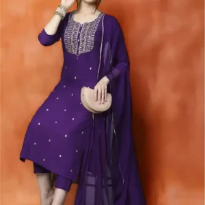 Women Kurti, Legging and Dupatta Set Purple