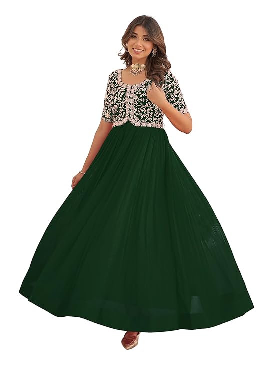 Fashion Basket Georgette Embroidered Anarkali Gown for Women