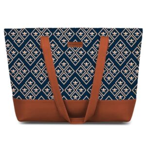 The Purple Tree Handcrafted Women's Tote Bag with Vegan Leather Handles & Indian Prints, Shoulder Tote Bag and Handbag for Office and College (Pack of 1)