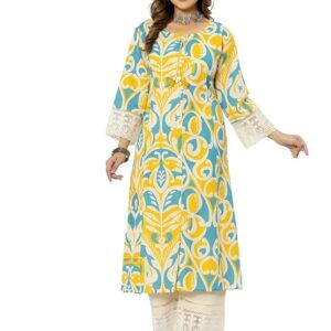 rytras Women's Cotton Printed A-Line Kurta with Pant Set (Buy on Amazon)