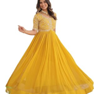Fashion Basket Georgette Embroidered Anarkali Gown for Women