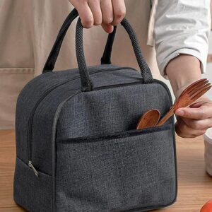 SVH Insulated Travel Lunch/Tiffin/Storage Bag for Women and Men Office, Collage and School (Grey) (Cotton)