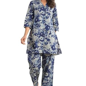 Janasya Women's Pure Cotton Floral Printed Straight Co-ord Set